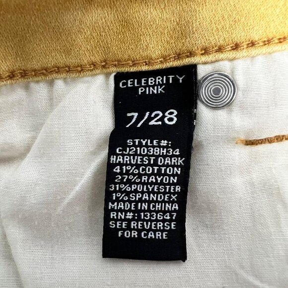 Celebrity Pink Women’s Ankle Skinny Jeans Mid Rise Yellow Size 7/28 - Picture 9 of 9